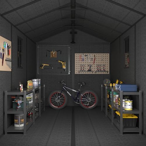 UDPATIO Outdoor Resin Storage Shed 7.5x10 FT with Floor, Dark Grey - Image 6