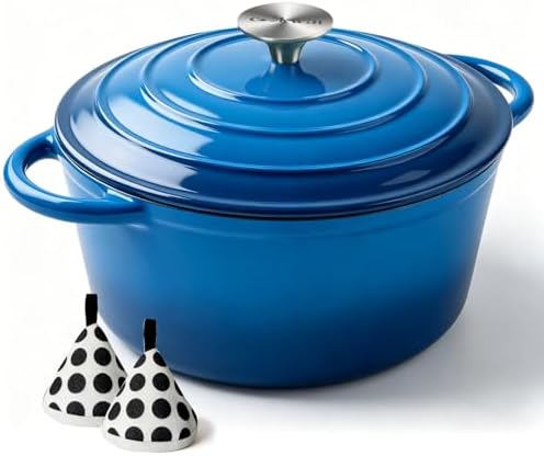 COOKWIN 6QT Enameled Cast Iron Dutch Oven with Lid, Heavy-Duty & Non-Stick Cookware Pot for Braising, Stews, Roasting, Bread Baking - Oven & Stovetop Safe by COOKWINCastIron
