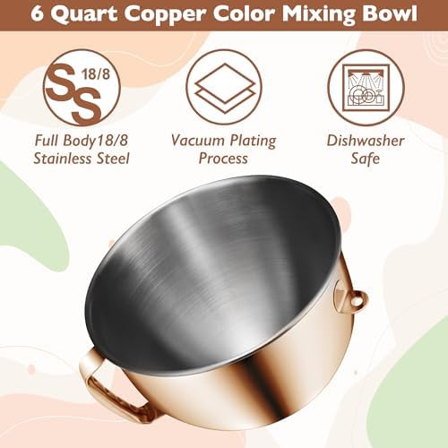 Copper Color 6 Qt Stainless Steel Mixer Bowl for Kitchenaid Bowl-Lift Mixer - Image 5