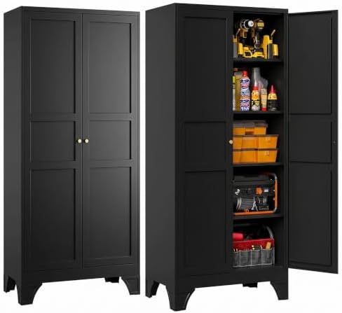 Letaya Metal Garage Storage Cabinets,76"Tall Large Tool Steel Lockers,Black by LetayaMetalCabinets