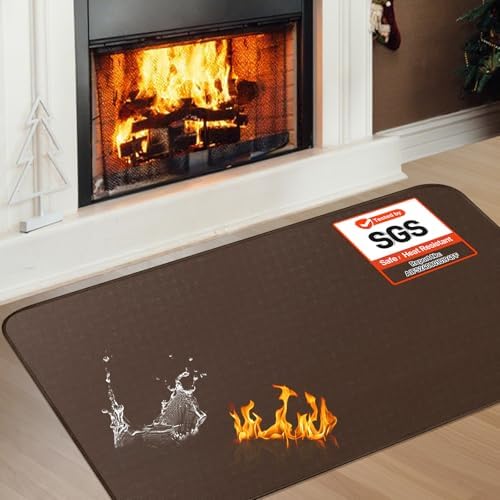 Fireproof Fireplace Rug for Home Protection, 4' x 2'4" x 0.04'', Brown by TOHONFOO