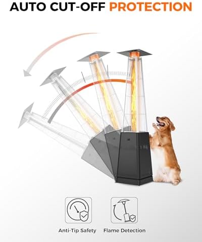Pyramid Patio Heater, 50,000 BTU Outdoor Patio Heater, Propane Heater With Quartz Glass Tube & Wheels for Outdoor Use, Backyard, Commercial & Residential, Triple Protection System, Black - Image 5