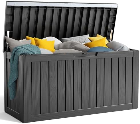 PatioZen 80 Gallon Resin Deck Box, Lockable Outdoor Storage Box for Patio Cushions Storage Furniture,Garden Tools, Pool Supplies, Weatherproof and UV Resistant (Black) by OutdoorLivingPerfected
