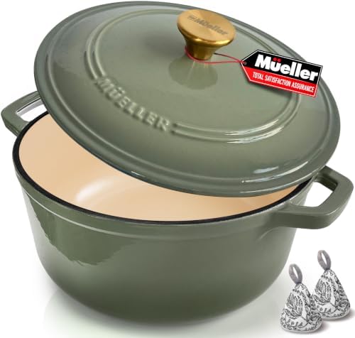 MUELLER HOME 6 Quart Enameled Cast Iron Dutch Oven, Heavy-Duty by MUELLERHOME