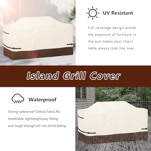 78Inch Island Grill Cover,Outdoor Extra Large Grill Cover,Brown - Image 6