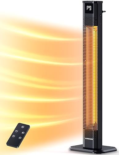 VAGKRI Outdoor Heater, 1s Instant Heating 42in Infrared Patio Heaters, 9 Heat Levels, 24H Timer, IPX5 Waterproof Electric Patio Heaters for Garden, Deck, Restaurant, Garage, Indoor & Outdoor Use by VAGKRI