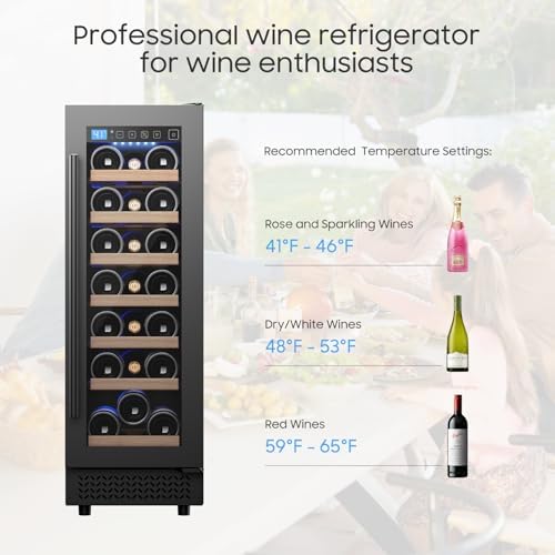 12 Inch Wine Cooler Refrigerator, 21 Bottles Wine Fridge Small with Glass Door Built-in or Freestanding, Skinny Wine Fridge Compressor Quick Cooling&Low Noise-Kitchen Bar Office - Image 2