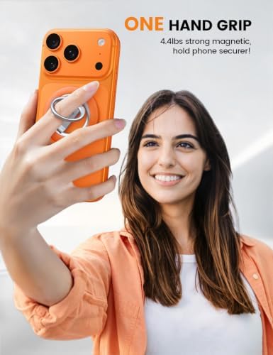 Lamicall for MagSafe Magnetic Phone Ring Grip, Super Magnet Orange Ring - Image 5