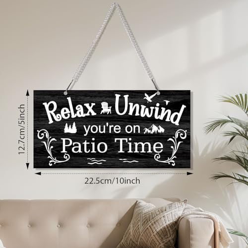Hotop Metal Patio Sign Vintage Wall Decor for Outdoor, 10 x 5", Black - Image 2