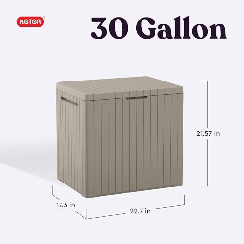 Keter City 30 Gal Outdoor Storage Box and Patio Side Table - Image 2