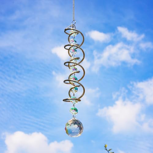 20.5in Crystal Suncatcher Gazing Ball Spiral Wind Spinner Garden Decor - Image 6