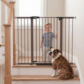 Mumeasy 36" Extra Tall Baby Gate for Stairs, 29.7-51" Wide Dog Gates Indoor for Doorways with Easy Walk Thru, Auto Close Pet Safety Gate for House, Pressure Mounted Metal Child Gate with Door, Brown by Mumeasy-FocusonBabyPetSafetyGate