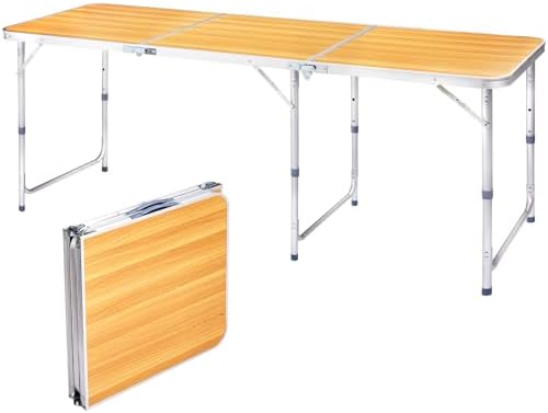 Outvita 6ft Portable Folding Camping Table Lightweight Suitcase Wood by Outvita