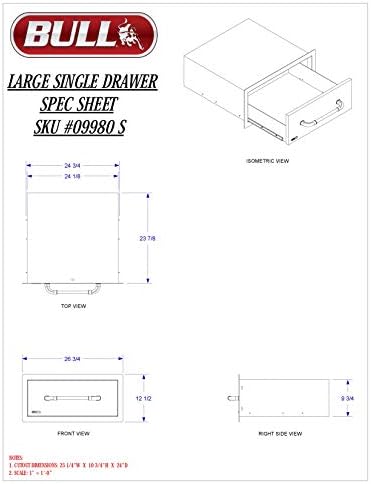 Bull Outdoor Products 09980 Large Stainless Steel Outdoor Kitchen Single Drawer – 304 Commercial Grade, Fits Under Power Burner, Rust Resistant, Heavy Duty Storage, No Assembly Required - Image 2