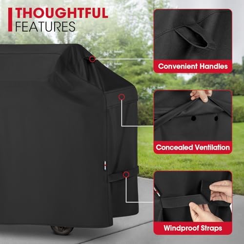 Unicook Waterproof Grill Cover, Heavy Duty Fade Resistant, 65 Inch, Black - Image 6
