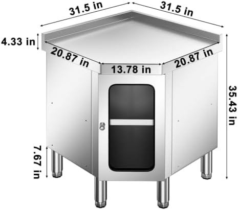 Stainless Steel Corner Cabinet Prep Table with 304 Stainless Steel Worktop - Image 7