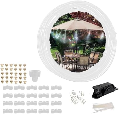 Micro Spray Misting Drip Kit Outdoor Misters Cooling System Misting System Garden Irrigation Misting Sprinkler System for Outside Garden Greenhouse Umbrella (Size : 20M(65.6ft)-30 nozzles) by Unknown