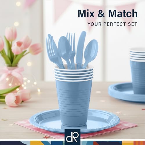 DecorRack Light Blue Plastic Cups, 12 oz Disposable Cups, Reusable Party Supplies (40 Count) - Image 7