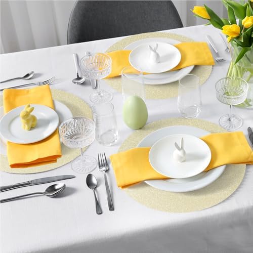50 PCS Champagne Paper Placemats Round Place Mat Light Gold Glitter Disposable Paper Charger Doilies Tablemats for Birthday Banquet New Year Graduation Party Dinner Table Decor(13x13inch) - Image 5