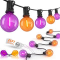 25FT G40 LED Outdoor Halloween String Lights, Orange and Purple Halloween Decorations Lights with 27 Shatterproof Globe Bulbs(2 Spare), Hanging Patio Lights for Holiday Balcony Backyard Party Garden by Goothy