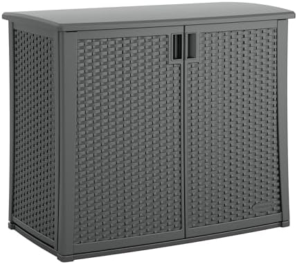 Suncast Lockable Outdoor Cabinet Storage for Patio, Garden and Backyard, 97 Gal, Cool Gray by Unknown