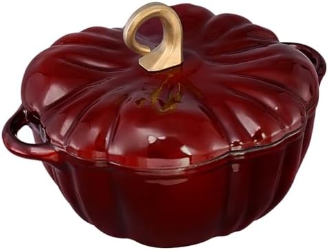Flavehc Pumpkin Dutch Oven Pot with Lid 3.8 Qt, Enameled Cast Iron, Halloween Decor - Image 4
