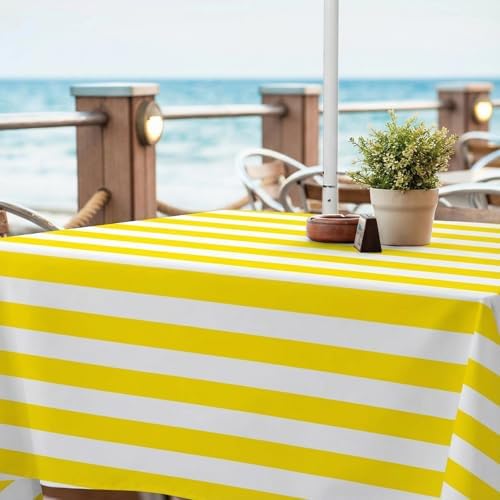 EHouseHome Outdoor Indoor 60x84 inch Rectangle Tablecloth with Umbrella Hole and Zipper, Waterproof Patio Cloths, Spring/Summer Table Covers for Backyard Circular Table/BBQs/Picnic - Image 3