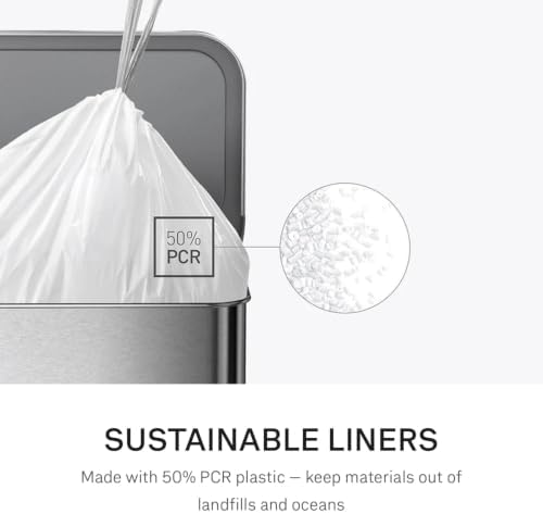 simplehuman Code H 40 Count, Dispenser Pack Custom Fit Liners, Drawstring Trash Bags, 30-35 Liter / 8-9 Gallon, White - Image 4