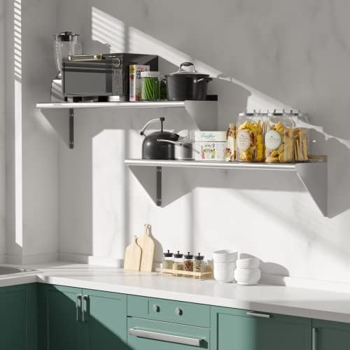 Stainless Steel Shelf 2 Pack 14"x48", Wall Mounted Metal Shelves - Image 2