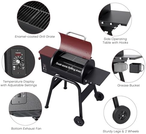 Jocoevol Pellet Smoker Grill Wood Pellet Grill Electric BBQ Grill Smoker - Image 4