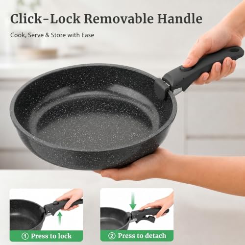 YASHE 21Pcs Nonstick Pots and Pans Set with Removable Handles, Oven Safe - Image 7