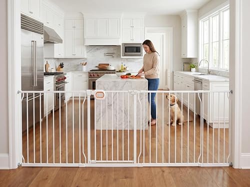 90.6-95.2 Inch Extra Wide Baby Gate for Stairs Doorways by HOOOEN