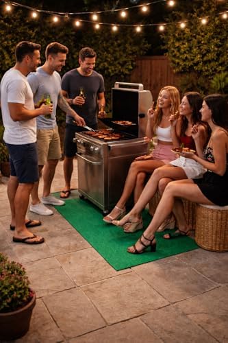Rhino Hide Embossed Grill Guard Mat - Heat Resistant Outdoor Grill Floor Mat for Patio, Deck & Garage Surface Protection - Rectangle, Green (36”x72”) - Image 2