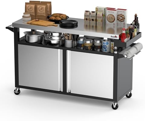 Stanbroil BBQ Grill Cart with Stainless Steel Table Top for Outdoor Indoor by Stanbroil