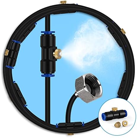 lifeegrn Misting Cooling System, Outdoor Misting System for Patio, 40 FT Misting Line+10 Mist Nozzles+3/4" Brass Adapter,Outdoor Mister System for Patio Garden Trampoline Greenhouse by lifeegrn