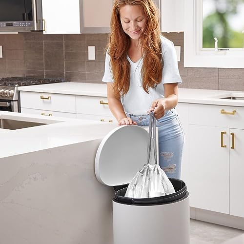 Plasticplace Custom Fit Trash Bags, Compatible with simplehuman Code K Packs, White Drawstring Garbage Liners 10 Gallon, 24'' x 28'' (20 Count/5 Pack) - Image 3