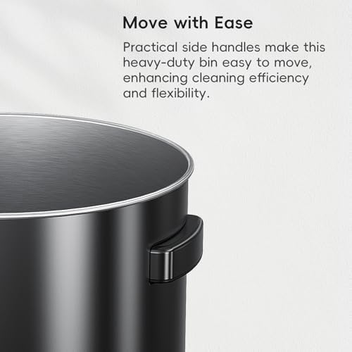 EKO Urban 32 Gallon Round Black Stainless Steel Open Top Waste Bin, Tall Commercial Trash Can for Indoor/Outdoor, Extra Large Metal Garbage Bin for Office, Restaurant, Restroom,120L - Image 5
