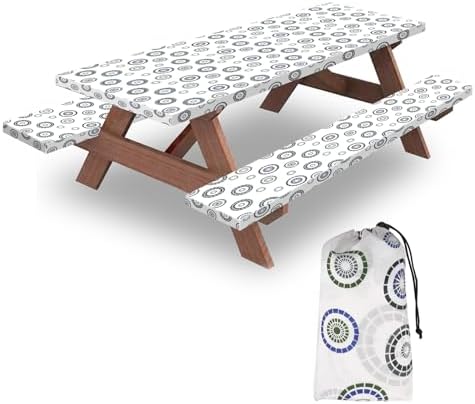 6ft 72in Picnic Table and Bench Cover, 3 Pack, Blue Flywheel by KENOBEE