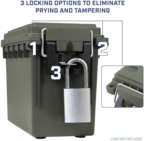 Sheffield Ammo Box Made in USA, Stackable Lockable Ammo Storage Box, Green - Image 5