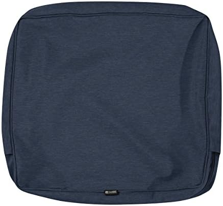 Classic Accessories Montlake Water-Resistant 19 x 20 x 4 Inch Outdoor Back Cushion Slip Cover, Patio Furniture Cushion Cover, Heather Indigo Blue, Patio Furniture Cushion Covers by ClassicAccessories