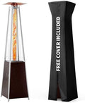 Pamapic 89" Pyramid Patio Heater Outdoor, Propane Flame Tower with Quartz Glass Tube, Outdoor Heaters with Wheels & Cover for Deck, Porch, Backyard, Garden, Hammered Bronze by Pamapic
