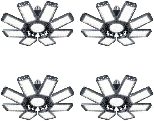 Garage Lights 4 Pack 220W, 22000LM LED Garage Lights with 8+1 Deformable Panels 6500K Screw in LED Shop Lighting for Workshop, Basement Support E26/E27 by TOPAUBUB