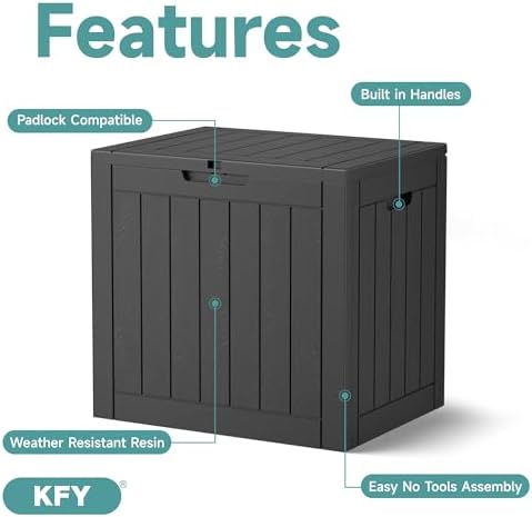 30 Gallon Waterproof Resin Deck Box, UV Resistant Outdoor Storage for Garden, Patio, Porch, Delivery,Striped Black - Image 3