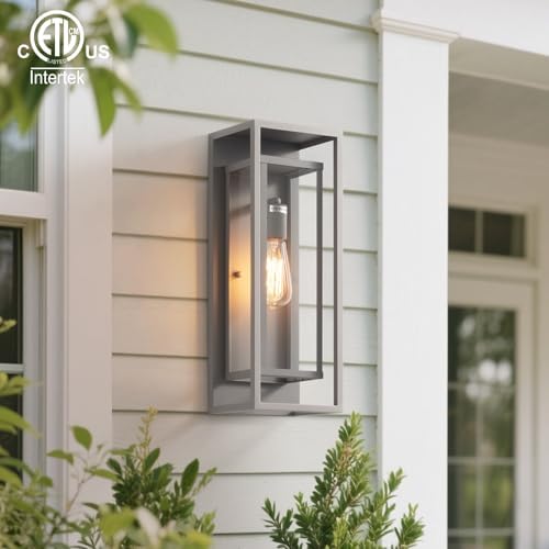 mirrea 18" Modern Outdoor Porch Wall Light, Matte Gray, 2 Pack - Image 4