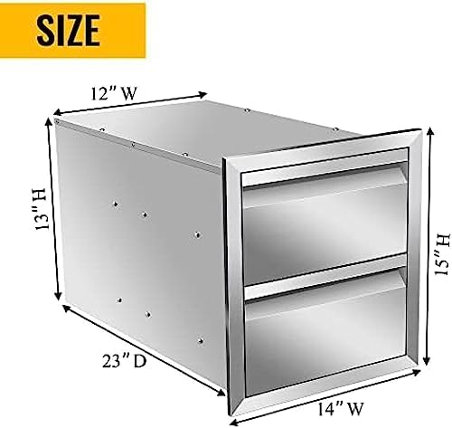 Outdoor Kitchen Drawers, Box Frame Style Flush Mount BBQ Drawer w/Stainless Steel Handle, BBQ Island Drawers For Patio Grill Station,Double Drawers - Image 2