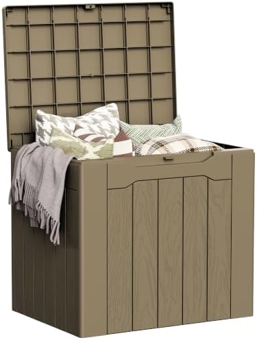 Greesum 33 Gallon Outdoor PP Storage Container, All Weather Resisitant Storage Box, Coffee by BuynowfromGreesum