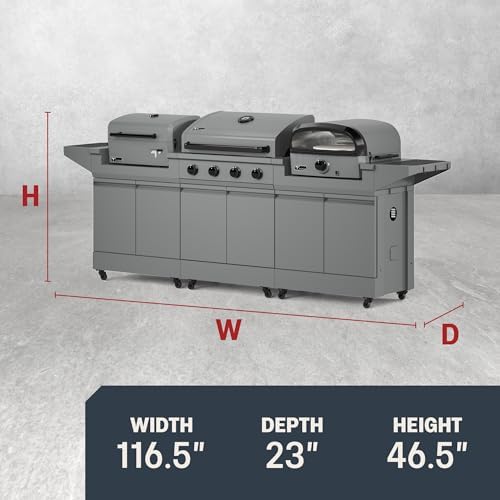 Tytus 3-in-1 Gas Grill, Charcoal Grill, Pizza Oven, Cover, Light, Pizza Kit - Image 2