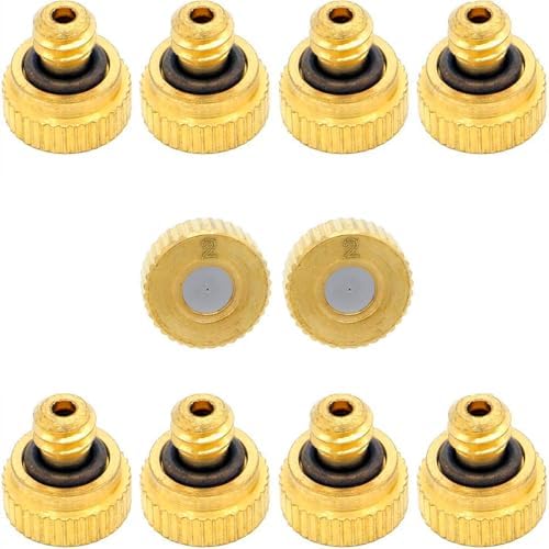 10Pcs Brass Misting Nozzle - 0.008" Orifice (0.2mm) Dia 10/24 UNC Replacement Heads for Outdoor Cooling System (0.2mm) by ZXUEZHENG