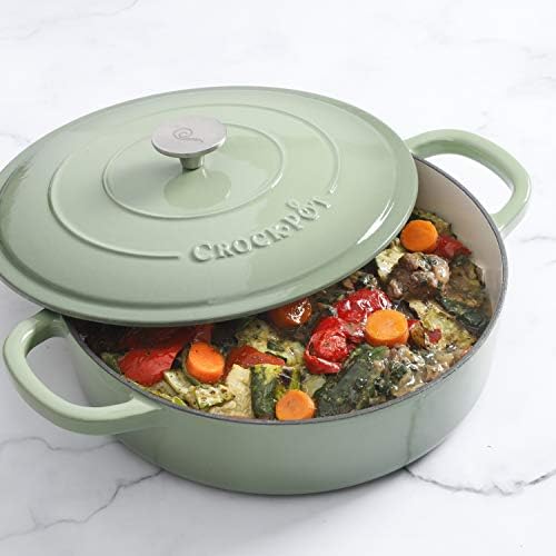 Crock Pot Artisan Enameled Cast Iron Braiser W/Lid, 5-Quart, Pistachio - Image 5