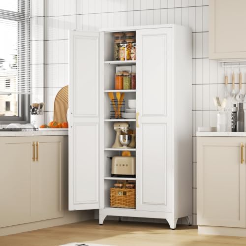 75"Kitchen Pantry Cabinet, Storage Cabinet with Doors and Shelves - Image 2